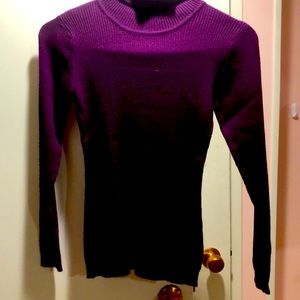 New, deep purple ribbed turtleneck sweater.